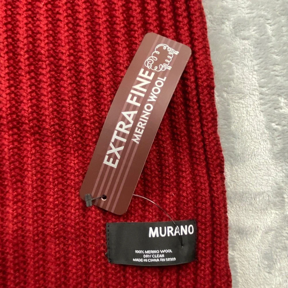 Murano Extra Fine Merino Wool Ribbed Knit Scarf Bundle 3 Pack Black Grey Red NEW